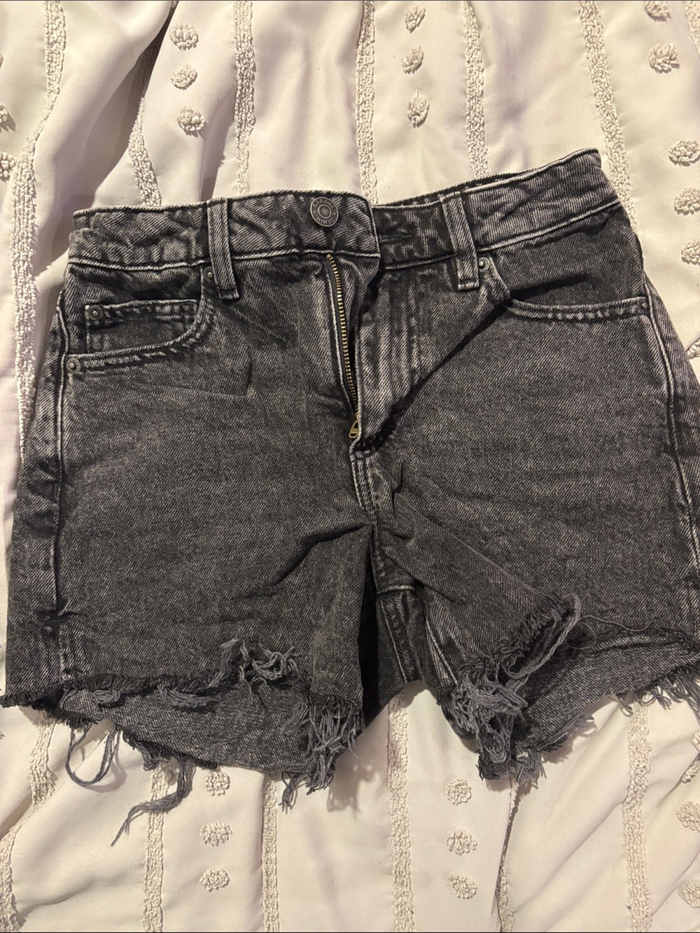 Garage Washed Black Distressed Denim Shorts